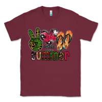 Burgundy peace love summer Classic Tee - CowhideDigitalArt