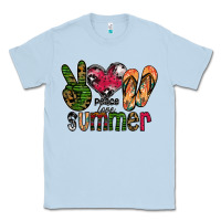 Dusty Blue peace love summer Classic Tee - CowhideDigitalArt