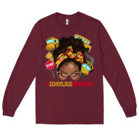 Burgundy school bus driver life afro messy bun Long Sleeve Tee - NancyCooperArtShop