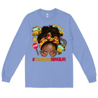 Colony Blue school bus driver life afro messy bun Long Sleeve Tee - NancyCooperArtShop