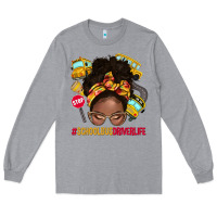Heather Grey school bus driver life afro messy bun Long Sleeve Tee - NancyCooperArtShop