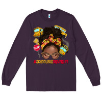 Plum school bus driver life afro messy bun Long Sleeve Tee - NancyCooperArtShop