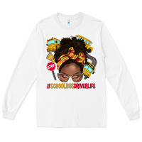 White school bus driver life afro messy bun Long Sleeve Tee - NancyCooperArtShop