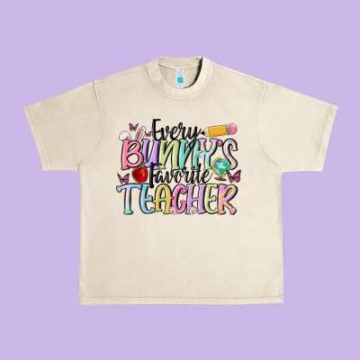 Every Bunny's Favorite Teacher Urban Heavy Tee Designed By Maliassmallbusiness
