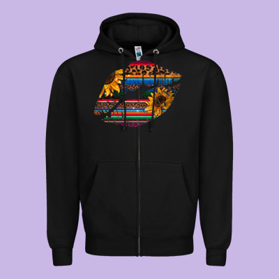 Aztec Sunflower Lips Zipper Hoodie Designed By Bettercallsaul