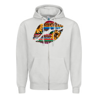 Dove Grey Aztec Sunflower Lips Zipper Hoodie - Bettercallsaul