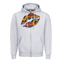 Heather Grey Aztec Sunflower Lips Zipper Hoodie - Bettercallsaul