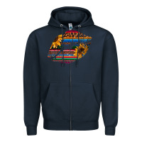 Navy Aztec Sunflower Lips Zipper Hoodie - Bettercallsaul