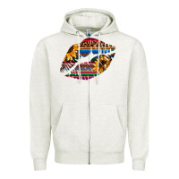 Oatmeal Heather Aztec Sunflower Lips Zipper Hoodie - Bettercallsaul