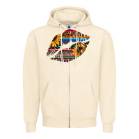 Sandshell Aztec Sunflower Lips Zipper Hoodie - Bettercallsaul