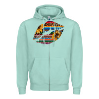 Seafoam Aztec Sunflower Lips Zipper Hoodie - Bettercallsaul