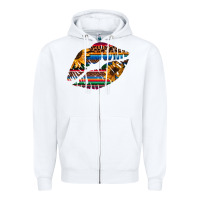 White Aztec Sunflower Lips Zipper Hoodie - Bettercallsaul