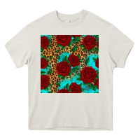 Cream leopard roses seamless pattern Heavy Core Tee - HRA Design Shop