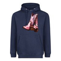 Navy Cowgirl boots Heavyweight Hoodie - HowdyJamesFarm