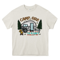 Cream camp fire squad Heavy Core Tee - CowhideDigitalArt