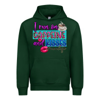 Forest Green I run on caffeine and kisses Urban Hoodie - FaDigitalArtStudio