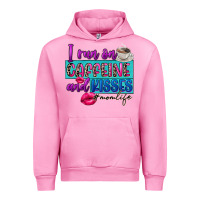 Fuchsia Pink I run on caffeine and kisses Urban Hoodie - FaDigitalArtStudio