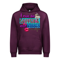 Mauve Wine I run on caffeine and kisses Urban Hoodie - FaDigitalArtStudio