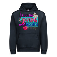 Navy I run on caffeine and kisses Urban Hoodie - FaDigitalArtStudio