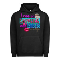 Pigment Black I run on caffeine and kisses Urban Hoodie - FaDigitalArtStudio
