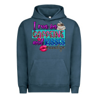 Pigment Midnight Navy I run on caffeine and kisses Urban Hoodie - FaDigitalArtStudio