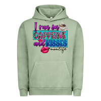 Pigment Oil Green I run on caffeine and kisses Urban Hoodie - FaDigitalArtStudio