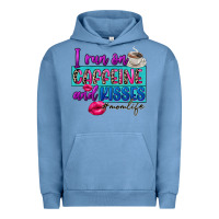 Pigment Pebble Blue I run on caffeine and kisses Urban Hoodie - FaDigitalArtStudio