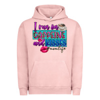 Pigment Salmon I run on caffeine and kisses Urban Hoodie - FaDigitalArtStudio