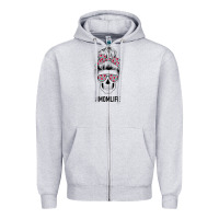 Heather Grey Pink Flower on Cyan Background Mom Skull Zipper Hoodie - Bettercallsaul