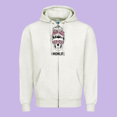 Pink Flower On Cyan Background Mom Skull Zipper Hoodie Designed By Bettercallsaul