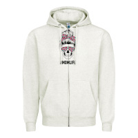 Oatmeal Heather Pink Flower on Cyan Background Mom Skull Zipper Hoodie - Bettercallsaul
