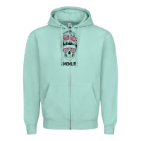 Seafoam Pink Flower on Cyan Background Mom Skull Zipper Hoodie - Bettercallsaul