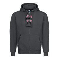Smoke Pink Flower on Cyan Background Mom Skull Zipper Hoodie - Bettercallsaul