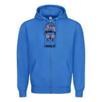 True Royal Pink Flower on Cyan Background Mom Skull Zipper Hoodie - Bettercallsaul
