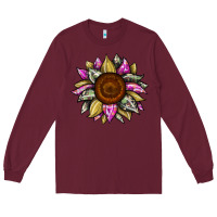 Burgundy sunflower camouflage Long Sleeve Tee - JahusDesignShop