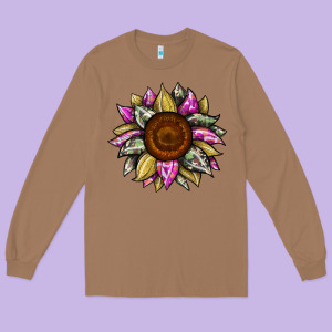 Sunflower Camouflage Long Sleeve Tee Designed By Jahusdesignshop