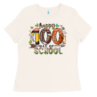 Happy 100 Americana Football Basketball Day Of Sch Ladies Tee | Teevron