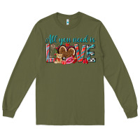 Army Green all you need is love Long Sleeve Tee - NancyCooperArtShop