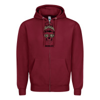 Burgundy Feminine Camouflage Patterned Mom Skull Zipper Hoodie - Bettercallsaul
