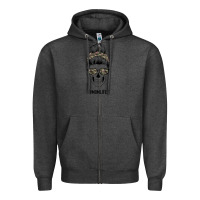 Charcoal Heather Feminine Camouflage Patterned Mom Skull Zipper Hoodie - Bettercallsaul