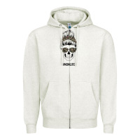 Oatmeal Heather Feminine Camouflage Patterned Mom Skull Zipper Hoodie - Bettercallsaul