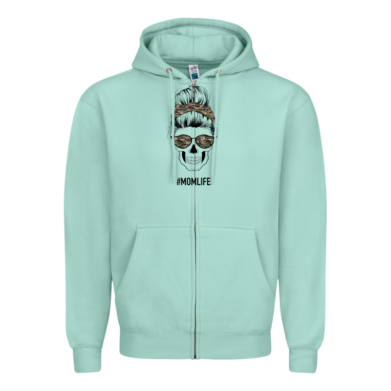 Feminine Camouflage Patterned Mom Skull Zipper Hoodie by Bettercallsaul | Teevron