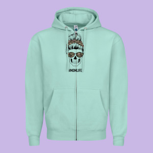 Feminine Camouflage Patterned Mom Skull Zipper Hoodie Designed By Bettercallsaul