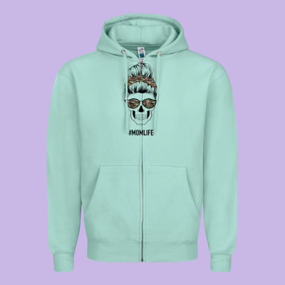 Feminine Camouflage Patterned Mom Skull Zipper Hoodie Designed By Bettercallsaul