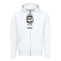 White Feminine Camouflage Patterned Mom Skull Zipper Hoodie - Bettercallsaul