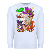 White Mardi Gras Goat Premium Sweatshirt - HowdyJamesFarm