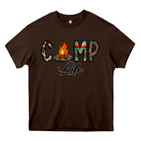 Chocolate Brown camp life Heavy Core Tee - CowhideDigitalArt
