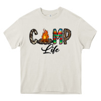 Cream camp life Heavy Core Tee - CowhideDigitalArt