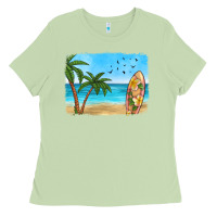Matcha beach background Ladies Tee - HRA Design Shop