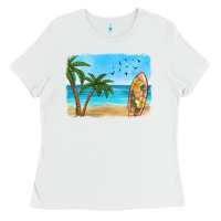 White beach background Ladies Tee - HRA Design Shop